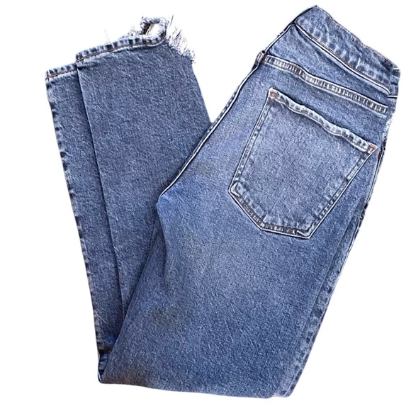 AGOLDE Toni Mid Rise Straight Leg Ankle Blue Denim Jean Distressed Hem Size 28 - Picture 9 of 13